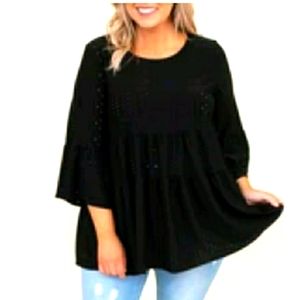 PLUS black baby doll tunic w/ 3/4 bell sle…